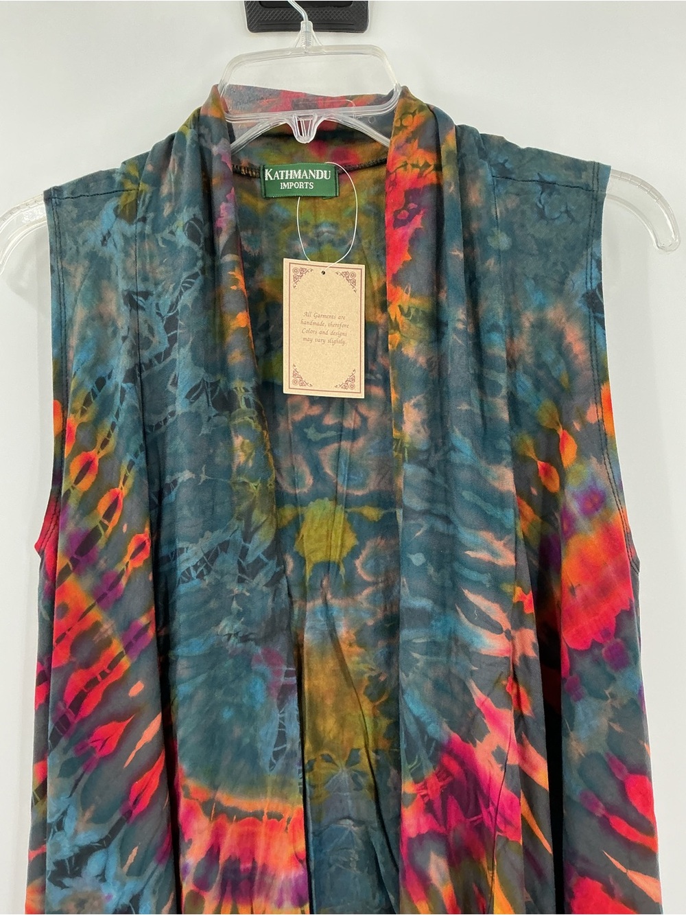 Kathmandu Imports Rainbow Tie Dye Swingy Vest S/M Boho Festival NWT - Picture 2 of 10